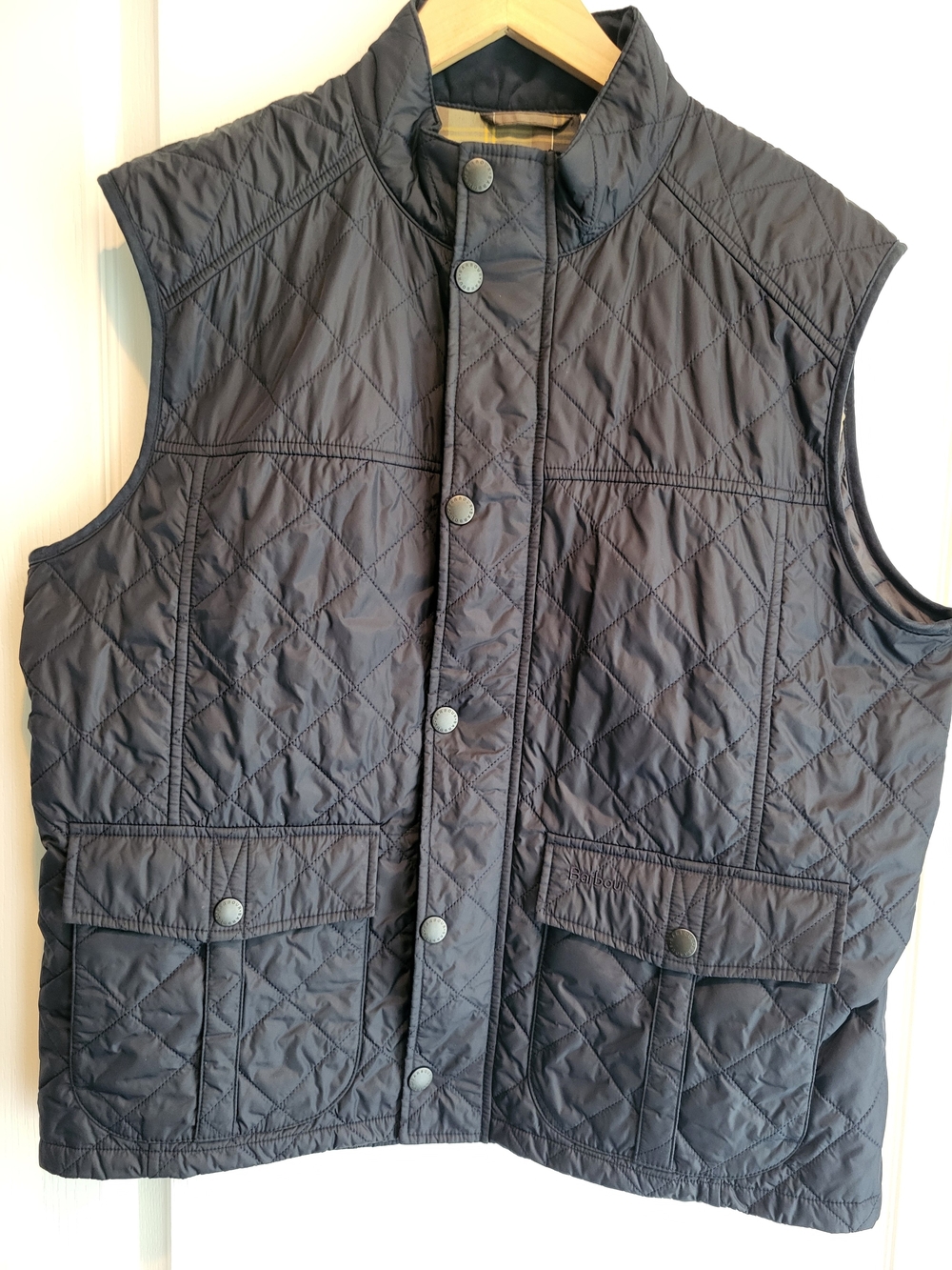 Barbour Navy Quilted Men's Vest with Tartan Lining - Large - Picture 2 of 9